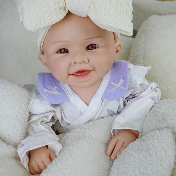 18.5in Full Silicone Reborn lvory Baby Girl Dolls Lifelike 6.3 LB Weighted Doll - Picture 1 of 6